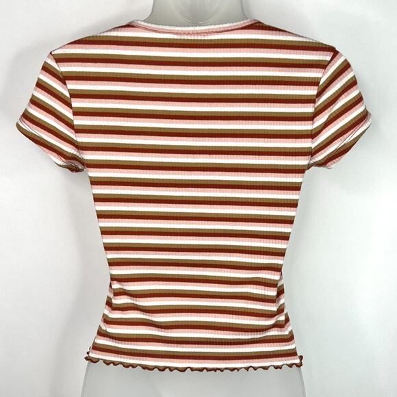 Belle Du Jour Stripe O-Ring Zipper Crop Top - Picture 5 of 8